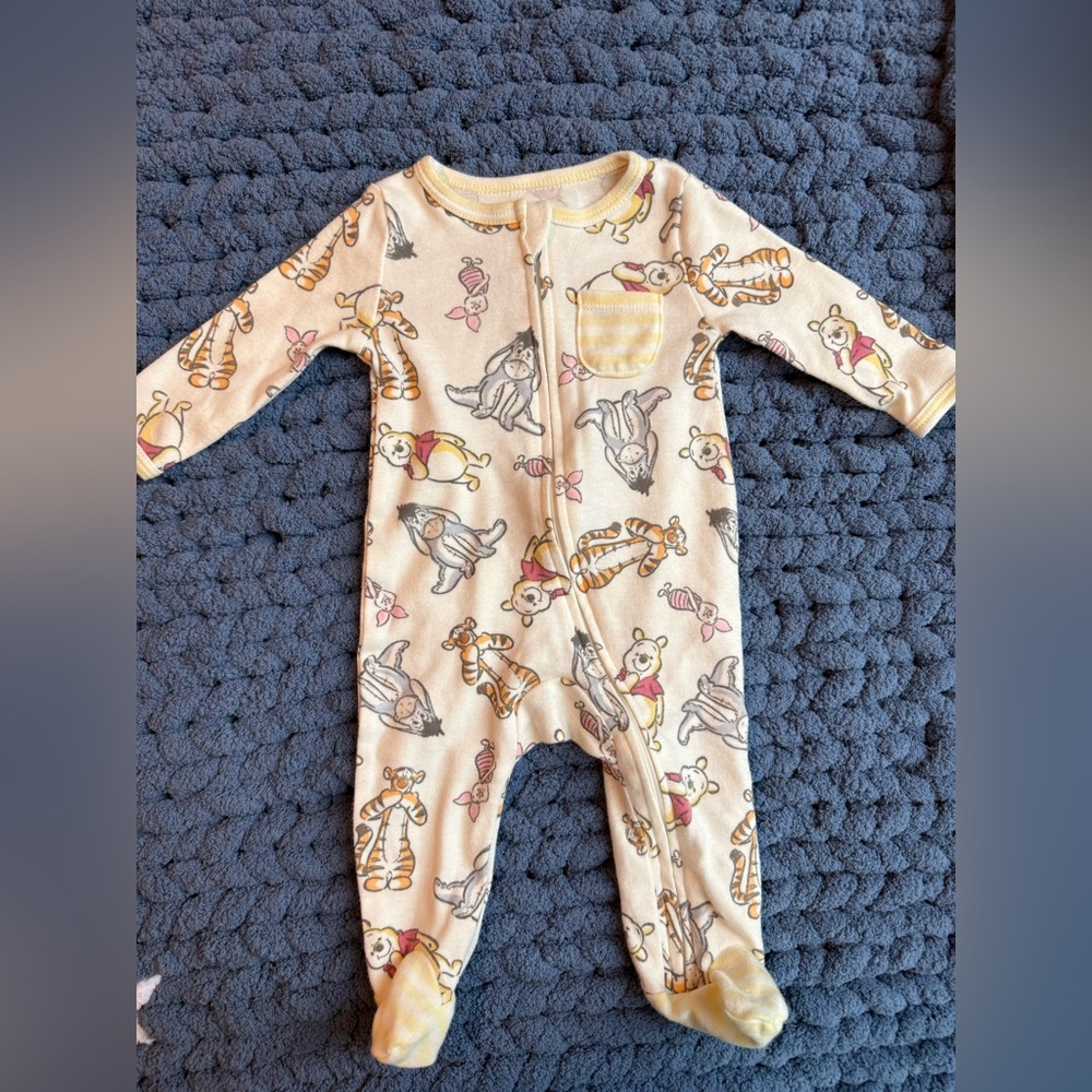 Disney Cream and Yellow Character Print Footie